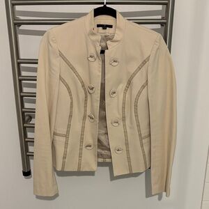 Women's Cream Buttoned Tailored Jacket